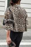 Casual Street Leopard Print Lace Up Turndown Collar Tops