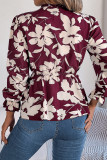 Casual Daily Flowers Print Lace Up Contrast V Neck Tops