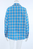 Casual Daily Plaid Contrast Turndown Collar Tops