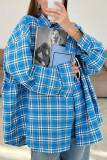 Casual Daily Plaid Contrast Turndown Collar Tops