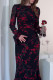 Elegant Floral Print Patchwork See-Through O Neck One Step Skirt Dresses