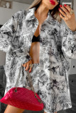 Casual Street Floral Print Contrast Turndown Collar Long Sleeve Two Pieces