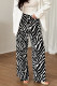 Casual Zebra Print Contrast Loose High Waist Wide Leg Full Print Bottoms
