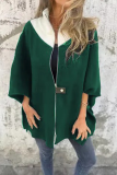 Casual Solid Color Patchwork Zipper Contrast Mandarin Collar Outerwear