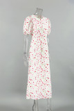 Celebrities Flowers Print O Neck Fishtail Dresses