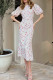 Celebrities Flowers Print O Neck Fishtail Dresses