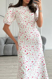 Celebrities Flowers Print O Neck Fishtail Dresses