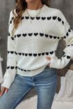 Casual Daily Heart Shaped Weave Contrast O Neck Tops