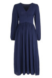 Street Elegant Solid Color Lace Up Slit V Neck A Line Dresses