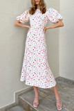 Celebrities Flowers Print O Neck Fishtail Dresses