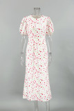 Celebrities Flowers Print O Neck Fishtail Dresses