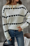 Casual Daily Heart Shaped Weave Contrast O Neck Tops