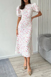 Celebrities Flowers Print O Neck Fishtail Dresses