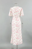 Celebrities Flowers Print O Neck Fishtail Dresses