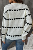 Casual Daily Heart Shaped Weave Contrast O Neck Tops