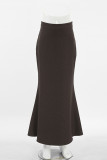Elegant Solid Color Slit Fishtail Regular High Waist Solid Color Bottoms