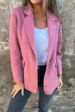 Casual Daily Solid Color Buttons Gross Turn-back Collar Outerwear