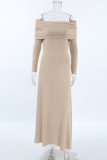 Elegant Solid Color Ruched Off Shoulder Long Dresses