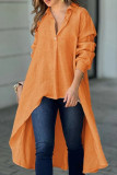 Casual Solid Color Buttons Turndown Collar Tops
