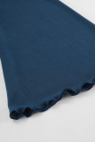 Daily Solid Color Draw String Potholes O Neck Wrapped Skirt Dresses