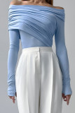 Sexy Solid Color Ruched Off Shoulder Tops