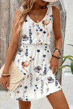 Casual Floral Print Patchwork V Neck Sleeveless Dresses