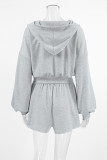 Casual Sportswear Solid Color Zipper Hooded Long Sleeve Two Pieces