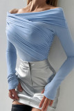 Sexy Solid Color Ruched Off Shoulder Tops