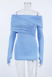 Sexy Solid Color Ruched Off Shoulder Tops