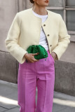 Casual Daily Solid Color Buttons O Neck Outerwear