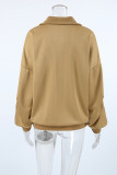 Casual Daily Solid Color Zipper Turndown Collar Tops