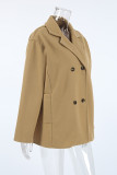Casual Daily Solid Color Buttons Turn-back Collar Outerwear