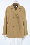 Casual Daily Solid Color Buttons Turn-back Collar Outerwear