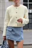 Casual Daily Solid Color Buttons O Neck Outerwear