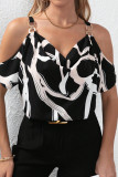 Sexy Striped Print V Neck Tops