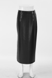 Daily Elegant Solid Color Slit Loose High Waist Straight Solid Color Bottoms