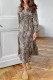 Daily Elegant Leopard Print Slit V Neck A Line Dresses
