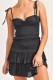 Sexy Solid Color Lace Up Ruffle Square Neck Sleeveless Two Pieces