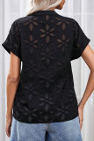 Casual Daily Solid Color Patchwork See-Through V Neck Tops