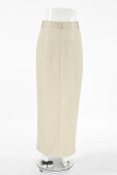 Elegant Solid Color Slit Without Belt Straight High Waist Solid Color Bottoms(No Belt)