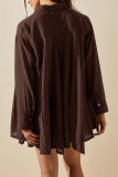 Sexy Solid Color Buckle Turndown Collar Shirt Dresses