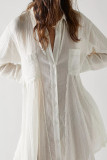 Sexy Solid Color Buckle Turndown Collar Shirt Dresses