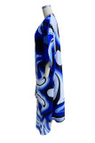 Casual Vacation Tie Dye Print Patchwork V Neck Half Sleeve Two Pieces