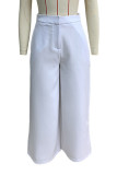 Casual Daily Solid Color Pocket Loose Mid Waist Straight Solid Color Bottoms