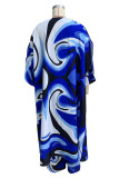 Casual Vacation Tie Dye Print Patchwork V Neck Half Sleeve Two Pieces