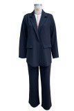 Casual Street Solid Color Buttons Turn-back Collar Long Sleeve Two Pieces(No Belt)