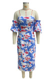 Sexy Floral Print Backless Off Shoulder Wrapped Skirt Dresses