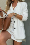 Casual Daily Solid Color Pocket Buttons Turn-back Collar Long Sleeve Three Pieces