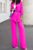Casual Street Solid Color Buttons Turn-back Collar Long Sleeve Two Pieces(No Belt)