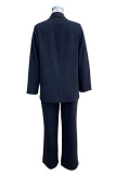 Casual Street Solid Color Buttons Turn-back Collar Long Sleeve Two Pieces(No Belt)
